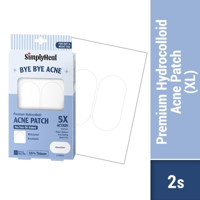 SIMPLYHEAL Premium Hydrocolloid Acne XL 60mm x 30mm Patch (For Day & Night & 0.01cm Ultra-Thin) 2s