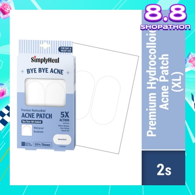 SIMPLYHEAL Premium Hydrocolloid Acne XL 60mm x 30mm Patch (For Day & Night & 0.01cm Ultra-Thin) 2s
