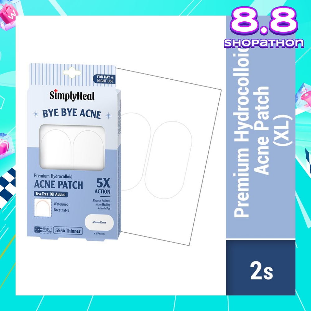Premium Hydrocolloid Acne XL 60mm x 30mm Patch (For Day & Night & 0.01cm Ultra-Thin) 2s