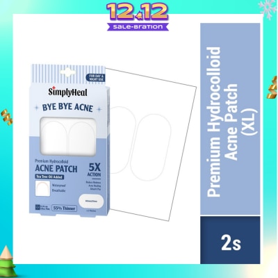 SIMPLYHEAL Premium Hydrocolloid Acne XL 60mm x 30mm Patch (For Day & Night & 0.01cm Ultra-Thin) 2s