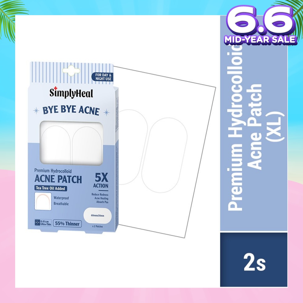 Premium Hydrocolloid Acne XL 60mm x 30mm Patch (For Day & Night & 0.01cm Ultra-Thin) 2s