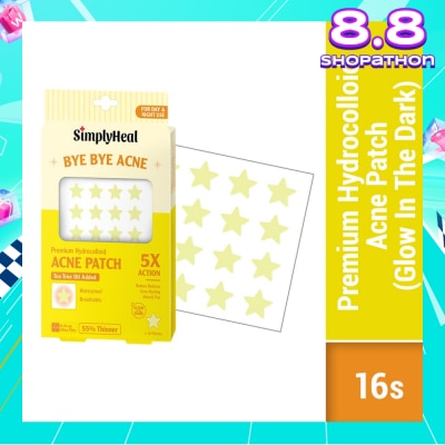 SIMPLYHEAL Glow In The Dark Premium Hydrocolloid Acne Patch (For Day & Night & 0.01cm Ultra-Thin) 16s