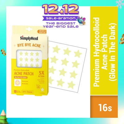 SIMPLYHEAL Glow In The Dark Premium Hydrocolloid Acne Patch (For Day & Night & 0.01cm Ultra-Thin) 16s