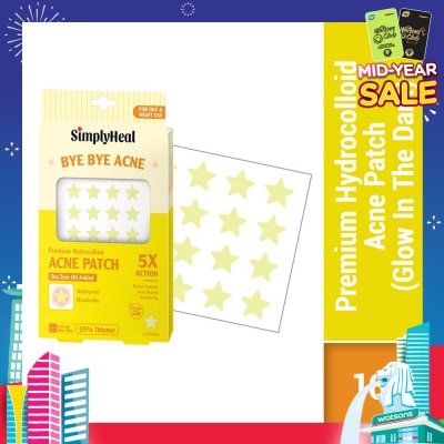 SIMPLYHEAL Glow In The Dark Premium Hydrocolloid Acne Patch (For Day & Night & 0.01cm Ultra-Thin) 16s