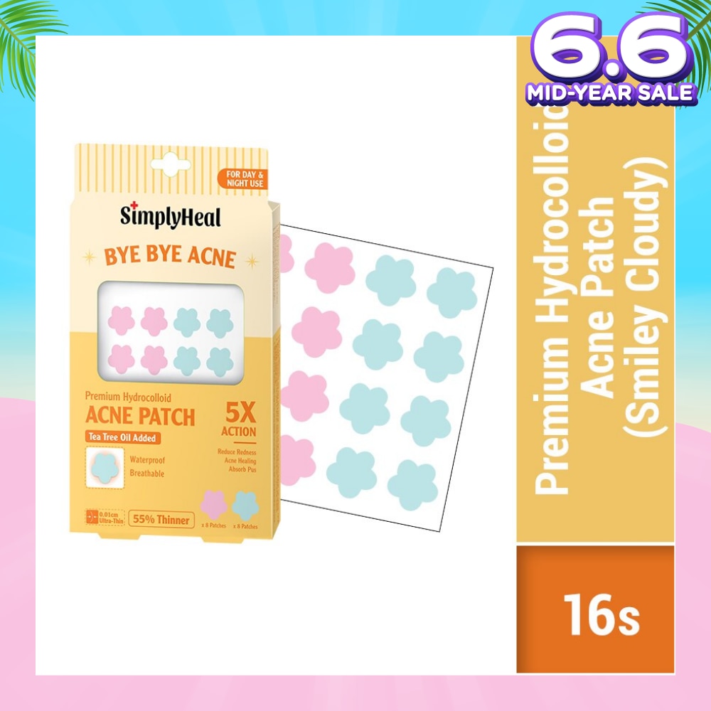 Smiley Cloudy Premium Hydrocolloid Acne Patch (For Day & Night & 0.01cm Ultra-Thin) 16s