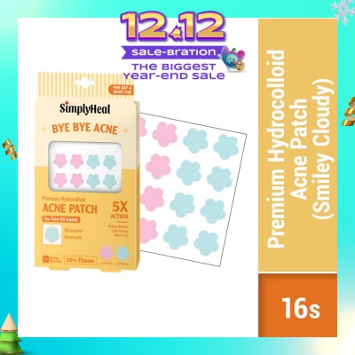 SIMPLYHEAL Smiley Cloudy Premium Hydrocolloid Acne Patch (For Day & Night & 0.01cm Ultra-Thin) 16s
