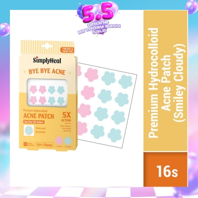 SIMPLYHEAL - Smiley Cloudy Premium Hydrocolloid Acne Patch (For Day & Night & 0.01cm Ultra-Thin) 16s