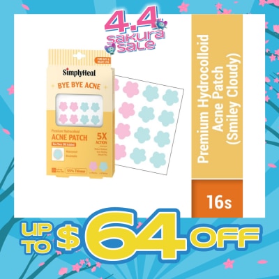 SIMPLYHEAL - Smiley Cloudy Premium Hydrocolloid Acne Patch (For Day & Night & 0.01cm Ultra-Thin) 16s