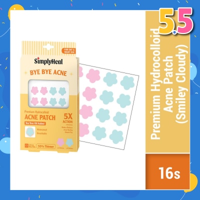 SIMPLYHEAL Smiley Cloudy Premium Hydrocolloid Acne Patch (For Day & Night & 0.01cm Ultra-Thin) 16s