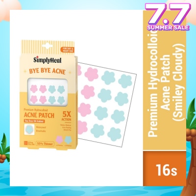 SIMPLYHEAL Smiley Cloudy Premium Hydrocolloid Acne Patch (For Day & Night & 0.01cm Ultra-Thin) 16s