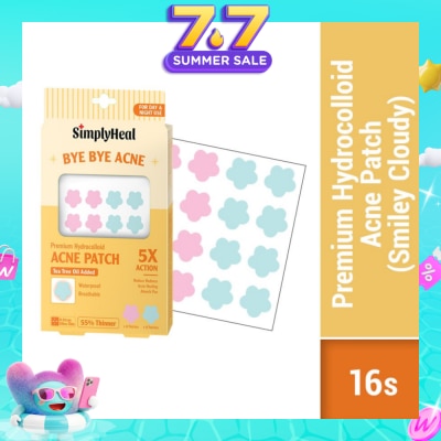 SIMPLYHEAL - Smiley Cloudy Premium Hydrocolloid Acne Patch (For Day & Night & 0.01cm Ultra-Thin) 16s