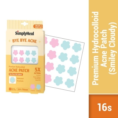 SIMPLYHEAL Smiley Cloudy Premium Hydrocolloid Acne Patch (For Day & Night & 0.01cm Ultra-Thin) 16s