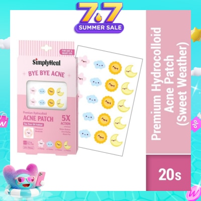 SIMPLYHEAL - Sweat Weather Premium Hydrocolloid Acne Patch (For Day & Night & 0.01cm Ultra-Thin) 20s