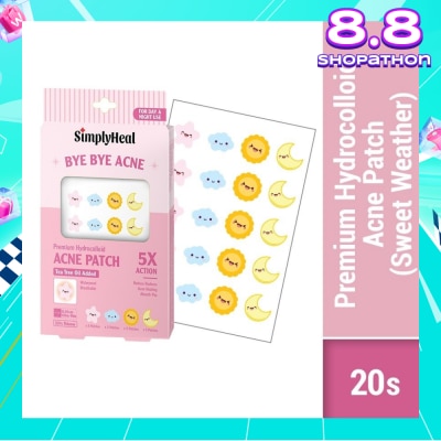 SIMPLYHEAL Sweat Weather Premium Hydrocolloid Acne Patch (For Day & Night & 0.01cm Ultra-Thin) 20s