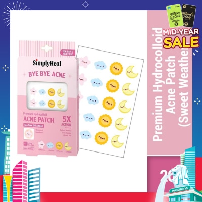 SIMPLYHEAL Sweat Weather Premium Hydrocolloid Acne Patch (For Day & Night & 0.01cm Ultra-Thin) 20s
