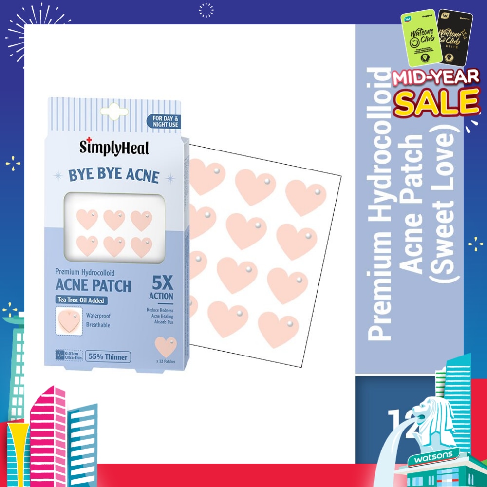Sweet Love Premium Hydrocolloid Acne Patch (For Day & Night & 0.01cm Ultra-Thin) 12s