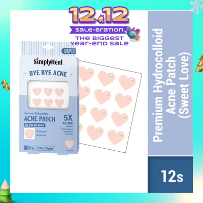 SIMPLYHEAL Sweet Love Premium Hydrocolloid Acne Patch (For Day & Night & 0.01cm Ultra-Thin) 12s