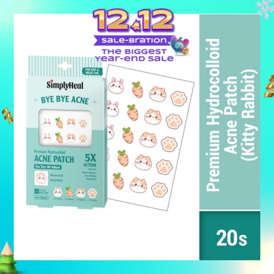 SIMPLYHEAL Kitty Rabbit Premium Hydrocolloid Acne Patch (For Day & Night & 0.01cm Ultra-Thin) 20s