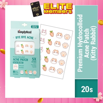 SIMPLYHEAL Kitty Rabbit Premium Hydrocolloid Acne Patch (For Day & Night & 0.01cm Ultra-Thin) 20s