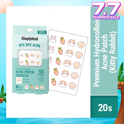 SIMPLYHEAL Kitty Rabbit Premium Hydrocolloid Acne Patch (For Day & Night & 0.01cm Ultra-Thin) 20s
