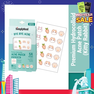 SIMPLYHEAL Kitty Rabbit Premium Hydrocolloid Acne Patch (For Day & Night & 0.01cm Ultra-Thin) 20s