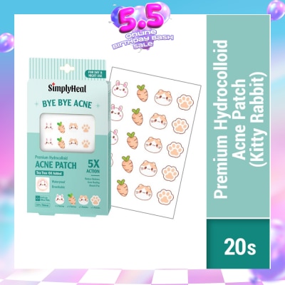 SIMPLYHEAL - Kitty Rabbit Premium Hydrocolloid Acne Patch (For Day & Night & 0.01cm Ultra-Thin) 20s