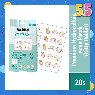 SIMPLYHEAL Kitty Rabbit Premium Hydrocolloid Acne Patch (For Day & Night & 0.01cm Ultra-Thin) 20s