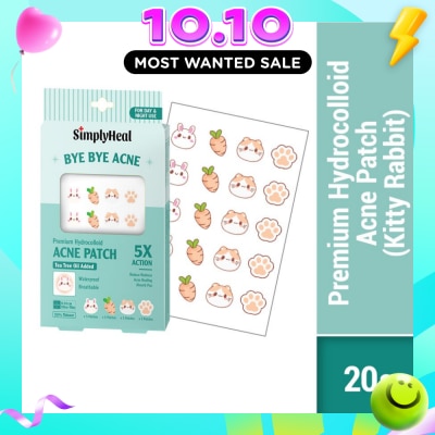 SIMPLYHEAL Kitty Rabbit Premium Hydrocolloid Acne Patch (For Day & Night & 0.01cm Ultra Thin) 20s image