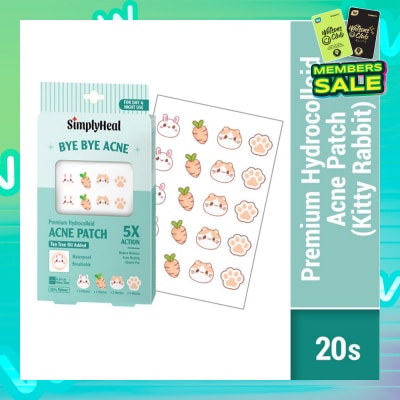 SIMPLYHEAL Kitty Rabbit Premium Hydrocolloid Acne Patch (For Day & Night & 0.01cm Ultra-Thin) 20s