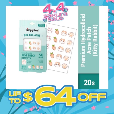 SIMPLYHEAL - Kitty Rabbit Premium Hydrocolloid Acne Patch (For Day & Night & 0.01cm Ultra-Thin) 20s