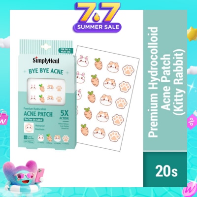 SIMPLYHEAL - Kitty Rabbit Premium Hydrocolloid Acne Patch (For Day & Night & 0.01cm Ultra-Thin) 20s