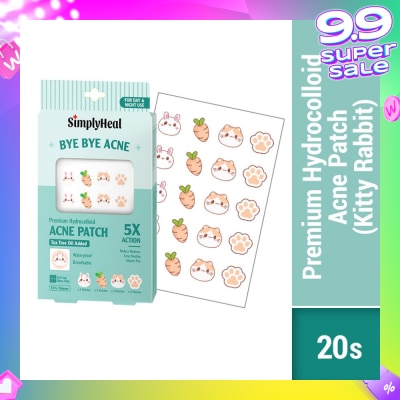 SIMPLYHEAL Kitty Rabbit Premium Hydrocolloid Acne Patch (For Day & Night & 0.01cm Ultra-Thin) 20s