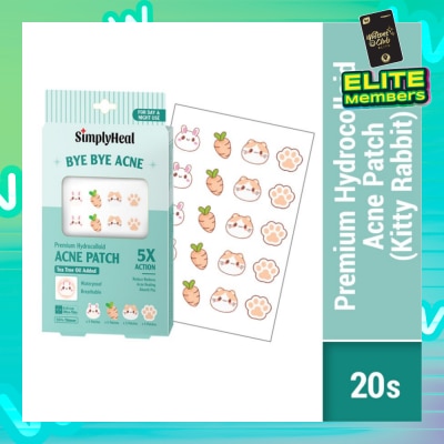 SIMPLYHEAL Kitty Rabbit Premium Hydrocolloid Acne Patch (For Day & Night & 0.01cm Ultra-Thin) 20s