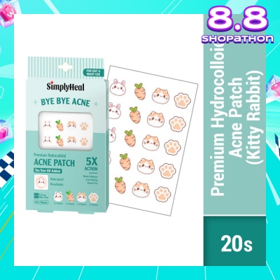 SIMPLYHEAL Kitty Rabbit Premium Hydrocolloid Acne Patch (For Day & Night & 0.01cm Ultra-Thin) 20s