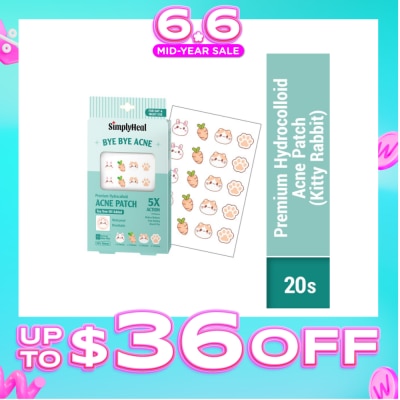 SIMPLYHEAL - Kitty Rabbit Premium Hydrocolloid Acne Patch (For Day & Night & 0.01cm Ultra-Thin) 20s