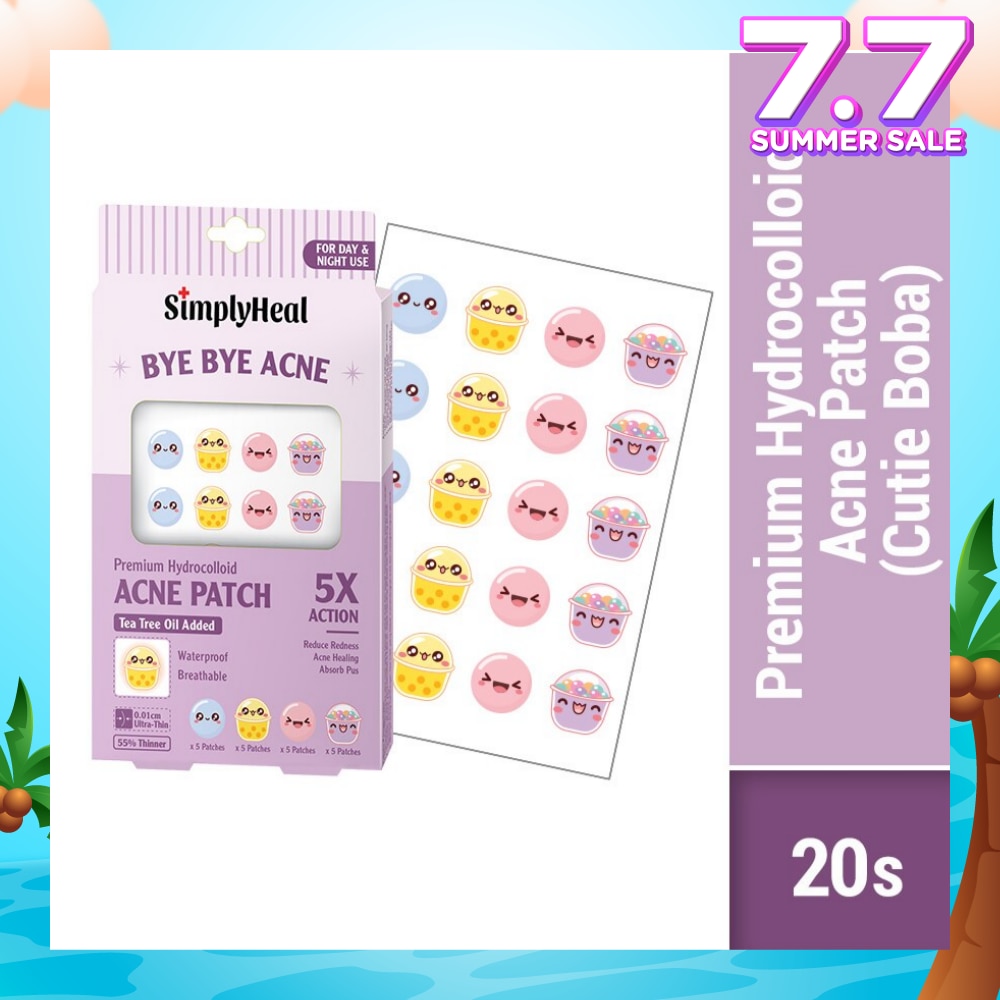 Cutie Boba Premium Hydrocolloid Acne Patch (For Day & Night & 0.01cm Ultra-Thin) 20s