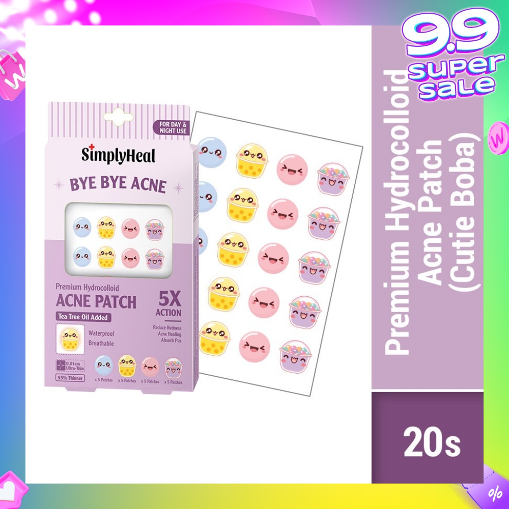 Cutie Boba Premium Hydrocolloid Acne Patch (For Day & Night & 0.01cm Ultra-Thin) 20s