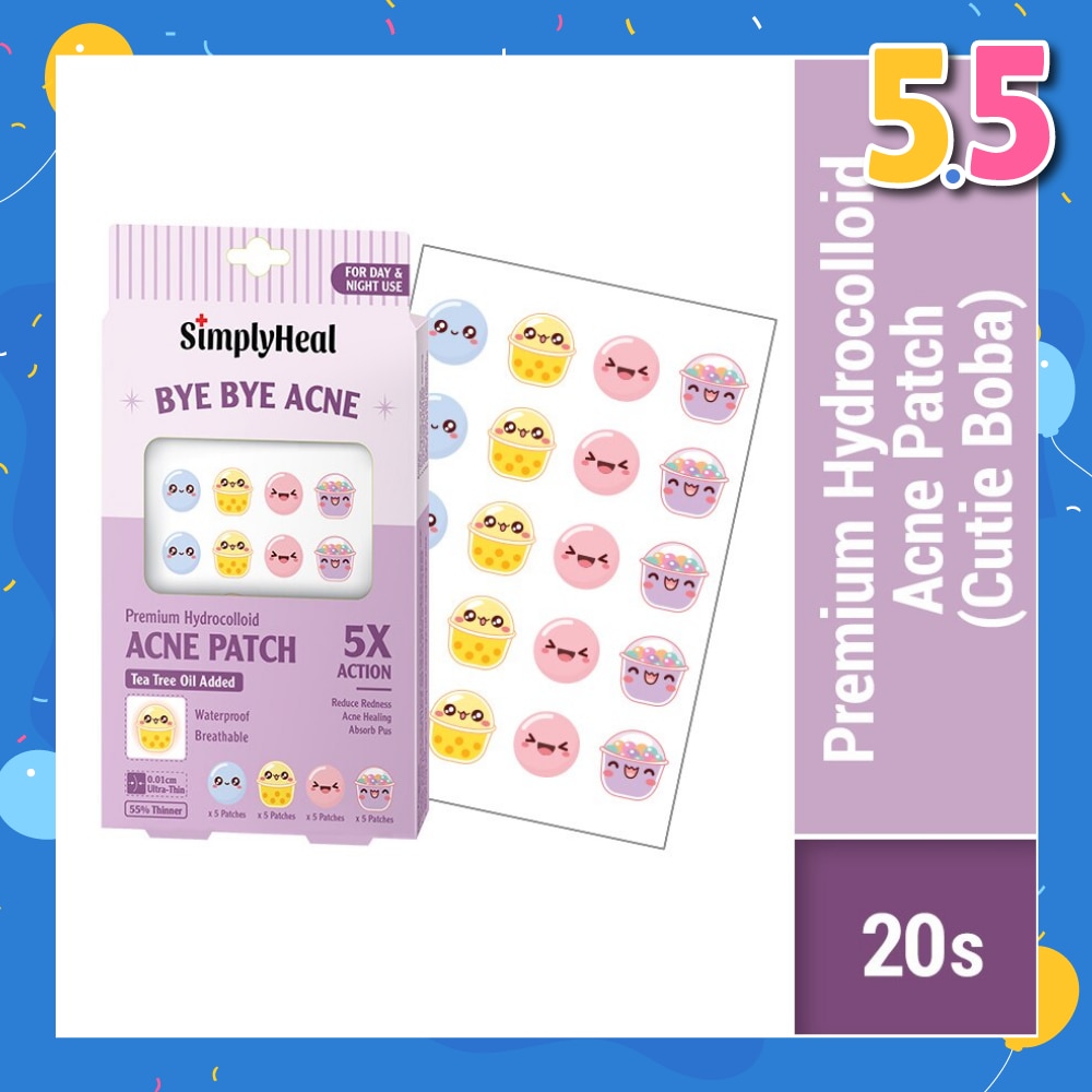 Cutie Boba Premium Hydrocolloid Acne Patch (For Day & Night & 0.01cm Ultra-Thin) 20s