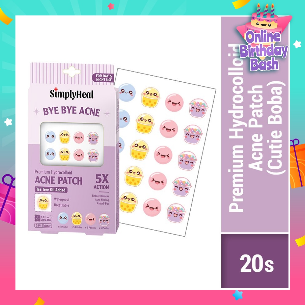 Cutie Boba Premium Hydrocolloid Acne Patch (For Day & Night & 0.01cm Ultra-Thin) 20s