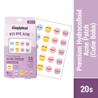 SIMPLYHEAL Cutie Boba Premium Hydrocolloid Acne Patch (For Day & Night & 0.01cm Ultra-Thin) 20s