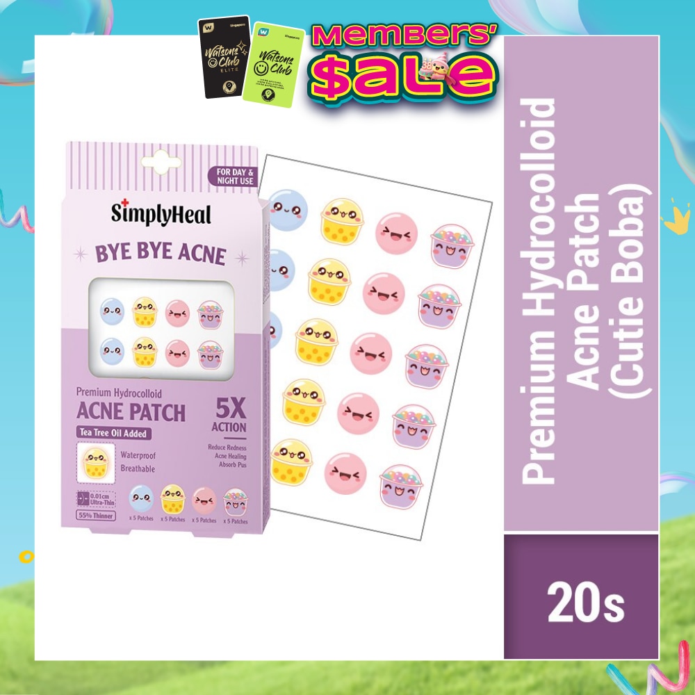 Cutie Boba Premium Hydrocolloid Acne Patch (For Day & Night & 0.01cm Ultra-Thin) 20s