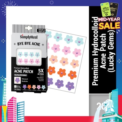 SIMPLYHEAL Lucky Gems Premium Hydrocolloid Acne Patch (For Day & Night & 0.01cm Ultra-Thin) 20s