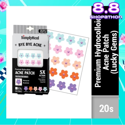 SIMPLYHEAL Lucky Gems Premium Hydrocolloid Acne Patch (For Day & Night & 0.01cm Ultra-Thin) 20s