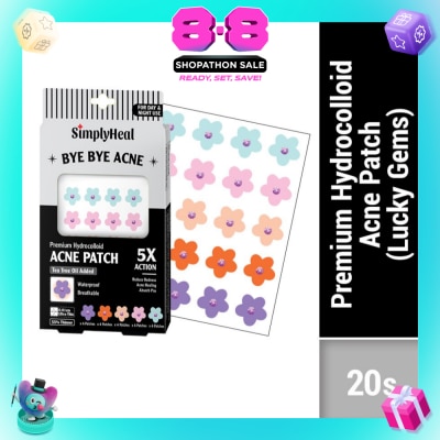 SIMPLYHEAL - Lucky Gems Premium Hydrocolloid Acne Patch (For Day & Night & 0.01cm Ultra-Thin) 20s (Expiry: Dec`2026)