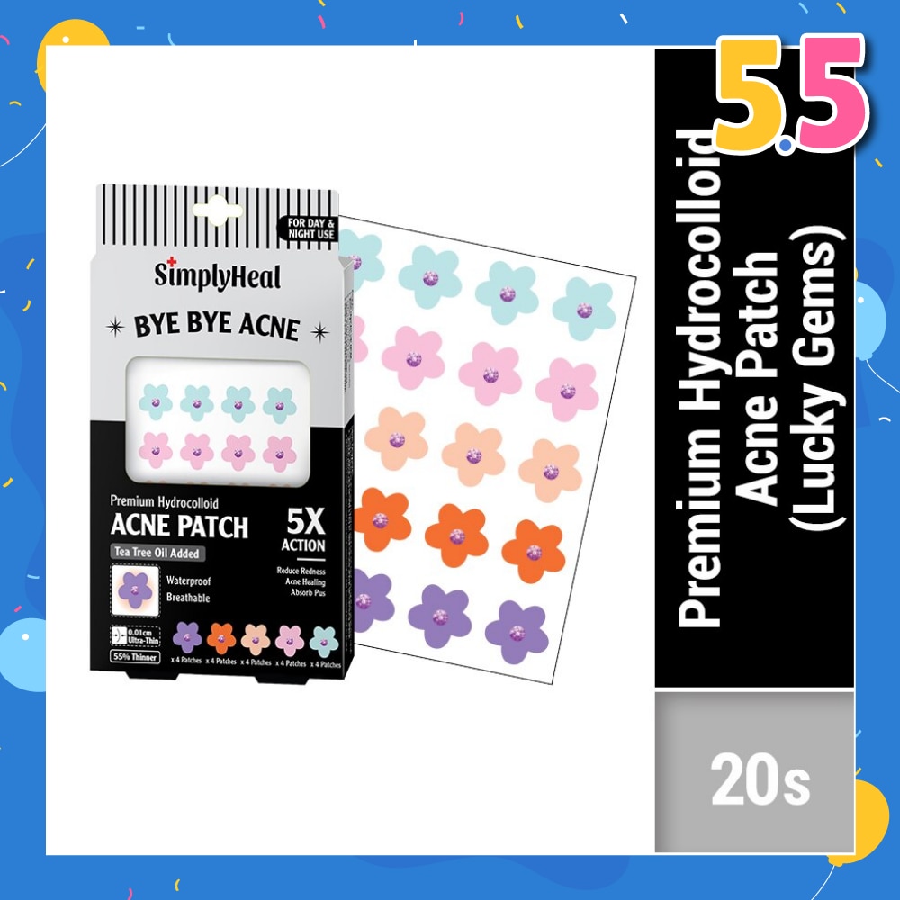 Lucky Gems Premium Hydrocolloid Acne Patch (For Day & Night & 0.01cm Ultra-Thin) 20s