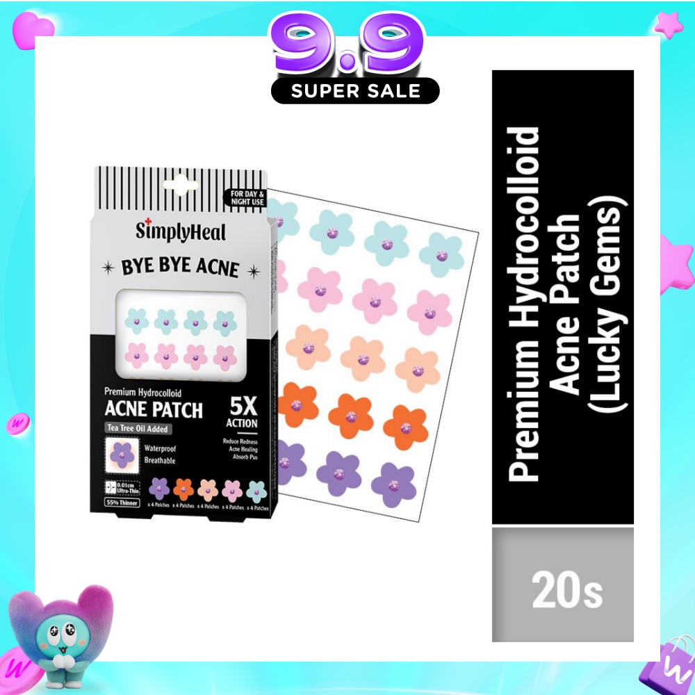 Lucky Gems Premium Hydrocolloid Acne Patch (For Day & Night & 0.01cm Ultra-Thin) 20s (Expiry: Dec`2026) image