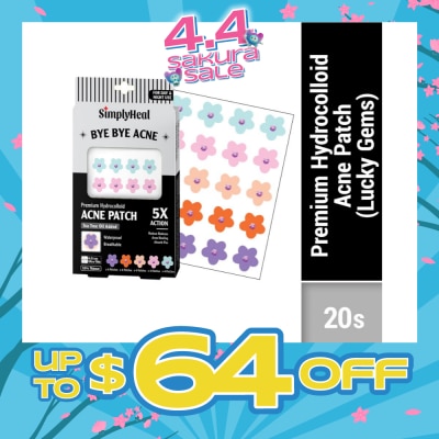 SIMPLYHEAL - Lucky Gems Premium Hydrocolloid Acne Patch (For Day & Night & 0.01cm Ultra-Thin) 20s (Expiry: Dec`2026)