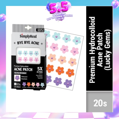 SIMPLYHEAL - Lucky Gems Premium Hydrocolloid Acne Patch (For Day & Night & 0.01cm Ultra-Thin) 20s (Expiry: Dec`2026)