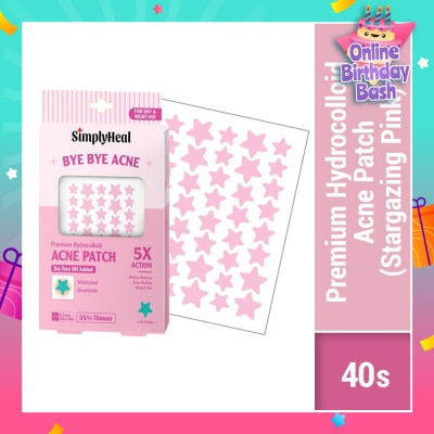 SIMPLYHEAL Stargazing Pink Premium Hydrocolloid Acne Patch (For Day & Night & 0.01cm Ultra-Thin) 40s