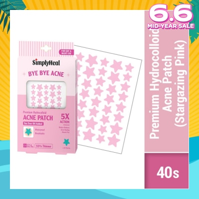 SIMPLYHEAL Stargazing Pink Premium Hydrocolloid Acne Patch (For Day & Night & 0.01cm Ultra-Thin) 40s